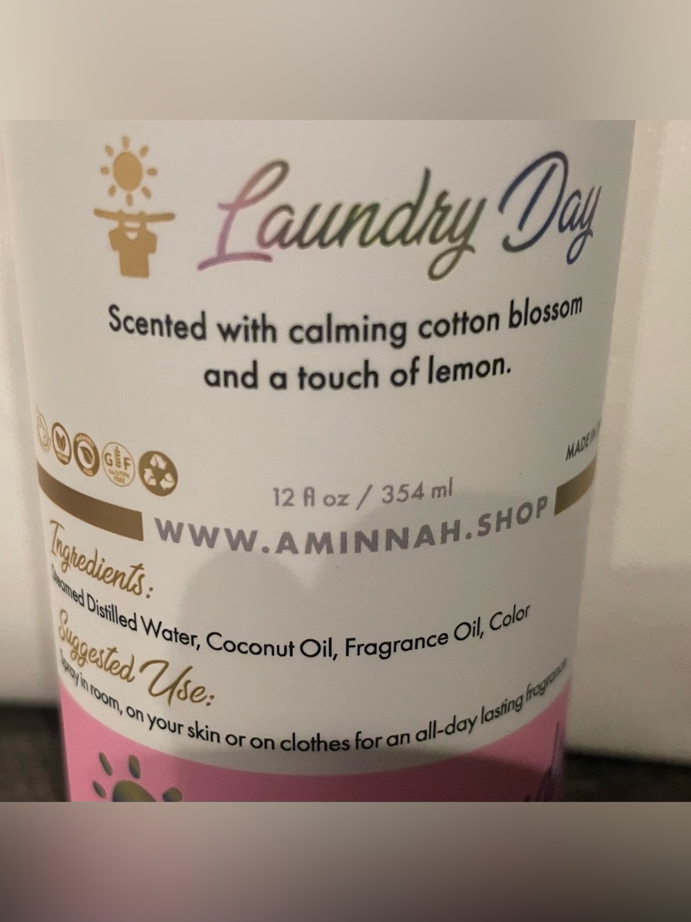 Aminnah Laundry Day Room Spray 12 oz. - Picture 2 of 2